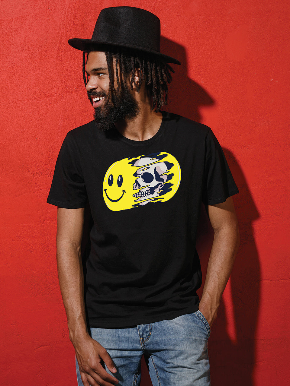 MonkeyPeelz Smiley Skull Print T-Shirt