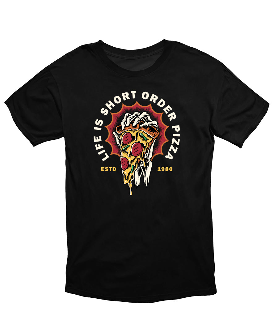 MonkeyPeelz Order Pizza Skull Print T-Shirt