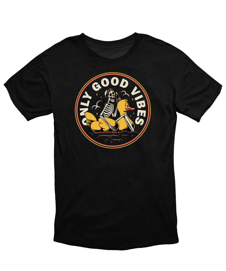 MonkeyPeelz Only Good Vibes Skull Print T-Shirt