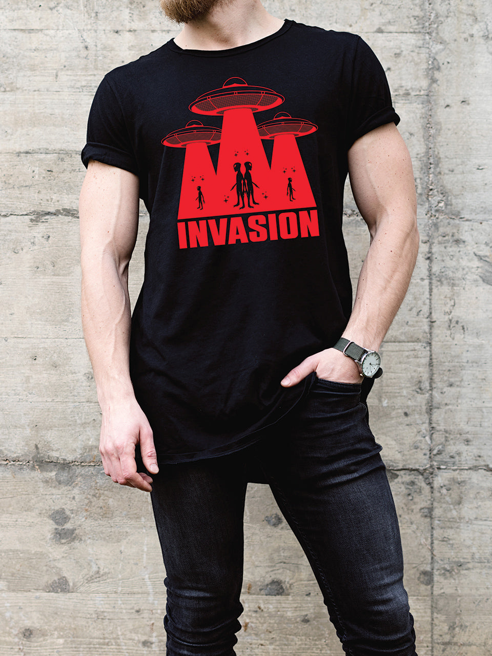MonkeyPeelz Invasion UFO Print T-Shirt