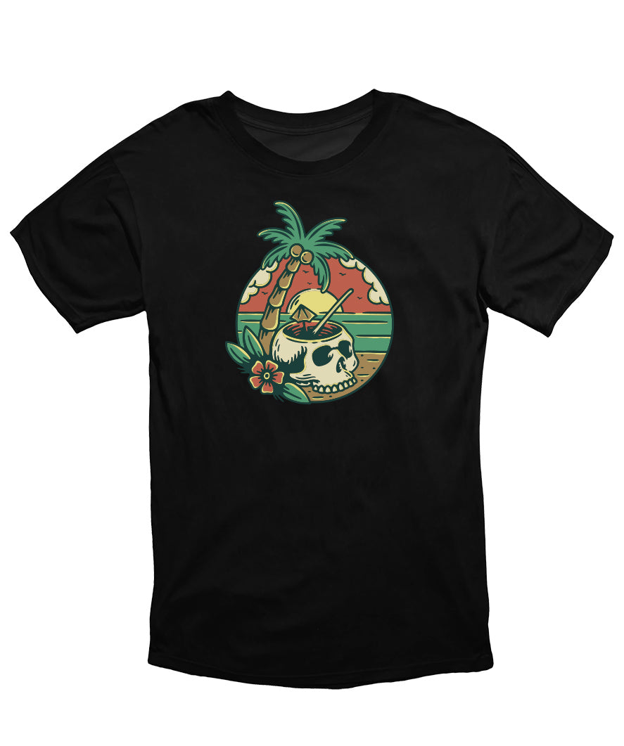 MonkeyPeelz Beach Skull Print T-Shirt