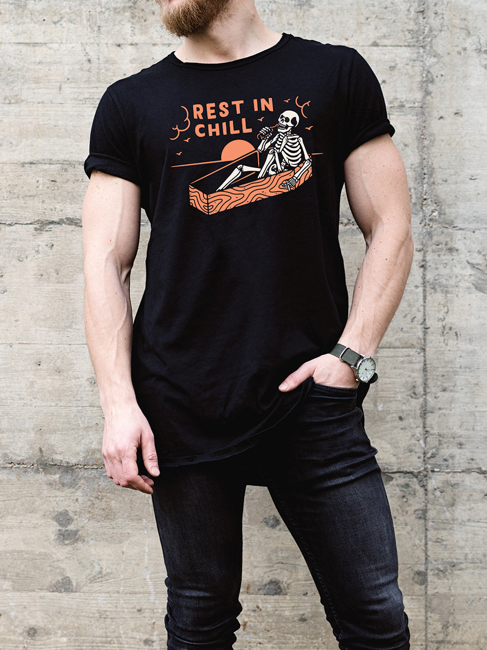 MonkeyPeelz Funny Skull Print T-Shirt