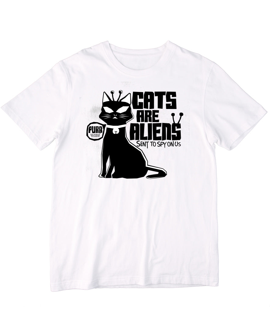 MonkeyPeelz Cats Aliens Print T-Shirt