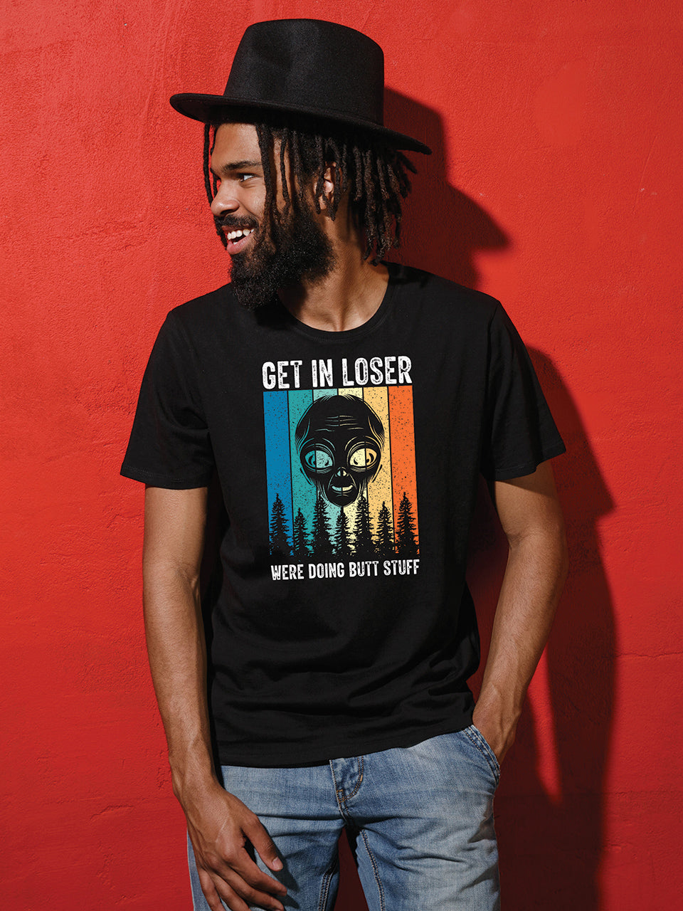 MonkeyPeelz Get In Loser Print T-Shirt